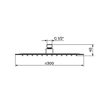 TUŠ RUŽA S2 BLACK INOX  300X300 mm PTRUSP13D