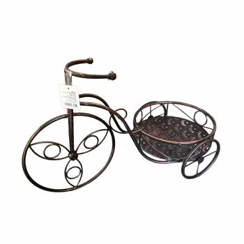 STALAK ZA CVIJEĆE TRICIKL 55x25x32 CM METALNI BAKRENO CRNI 