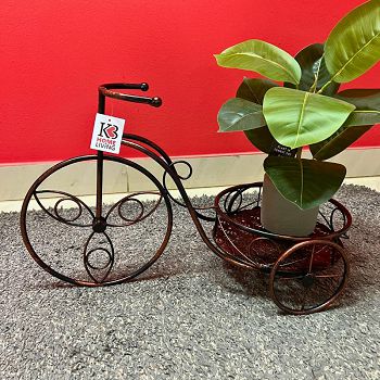 STALAK ZA CVIJEĆE TRICIKL 55x25x32 CM METALNI BAKRENO CRNI 