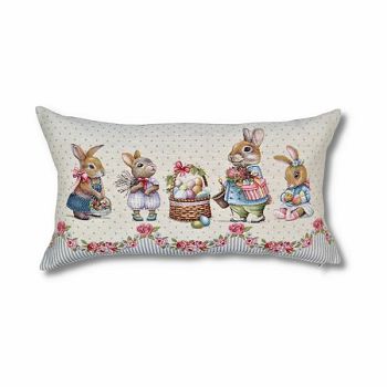 JASTUČNICA KISS 40X70 CM KOŠARA SA PISANICAMA SIVA