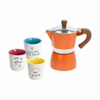 SET 3 ŠALICE ZA KAVU 100ML + MOKA 3 ŠALICE narančasta