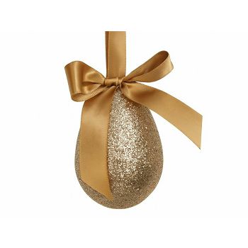 Jaje Dekorativno Sa Satenskom Mašnom 10cm gliter platina