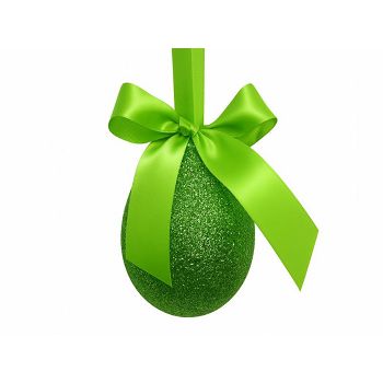 Jaje Dekorativno Sa Satenskom Mašnom 10cm gliter zelena