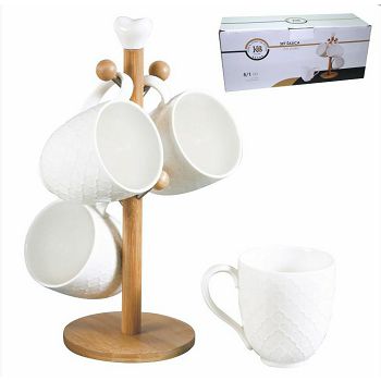 ŠALICE PORCULANSKE 4/1 NA DRVENOM STALKU 300 mL 18x18x31 cm