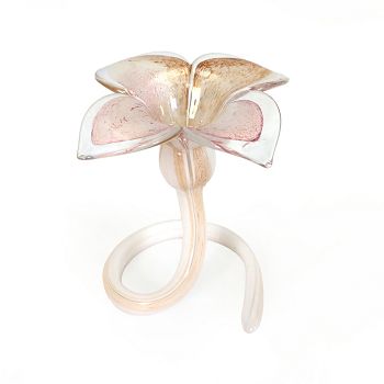 SVIJEĆNJAK-VAZA CVIJET MURANO TEHNIKA 17 CM JANTARNI