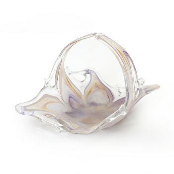 ZDJELA-KOŠARICA STAKLENA MURANO TEHNIKA 25×16 CM JANTARNA