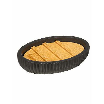 FIVE 174542B DRŽAČ SAPUNA MODERN, POLIRESIN/BAMBUS, CRNI 