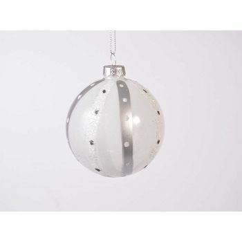 BOŽIĆNE KUGLICE STAKLO, UZORAK TOČKE 8CM. S/4KOM.