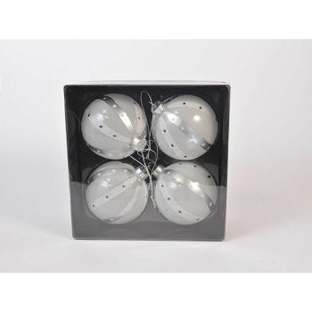 BOŽIĆNE KUGLICE STAKLO, UZORAK TOČKE 8CM. S/4KOM.