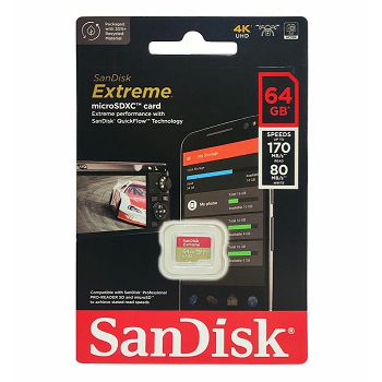 MEMORIJSKA KARTICA SANDISK MICROSDXC UHS-I V30 EXTREME 64GB 170MB/s