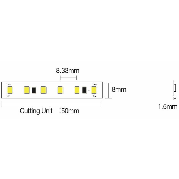 LED TRAKA 24V 9,6W/m 4000K IP20 (pak 5m)