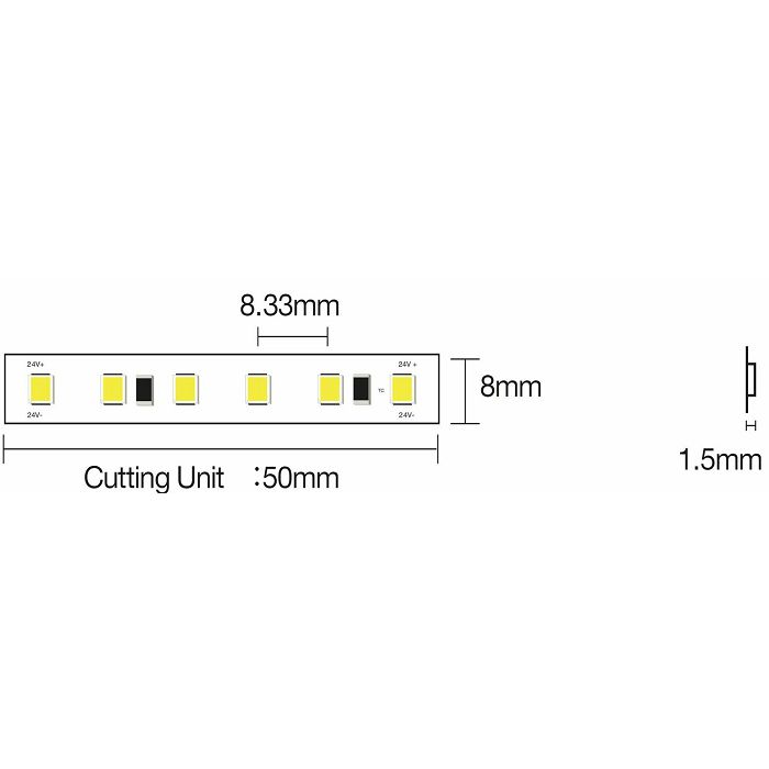 LED TRAKA 24V 9,6W/m 3000K IP55 (pak 5m)